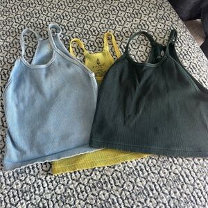FP Movement by Free People Ribbed Tank Tops - Blue, Yellow, Green